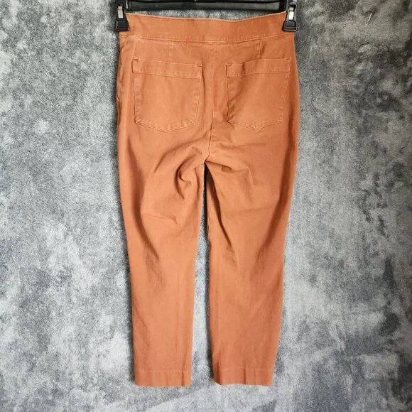 Spanx On The Go Cropped Straight Pants Women’s S Brown High Rise Stretch Capri - Picture 3 of 10
